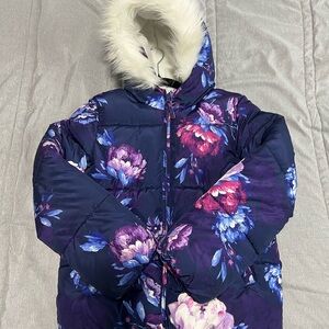 The Children's Place Floral Puffer Jacket - Purple and Blue